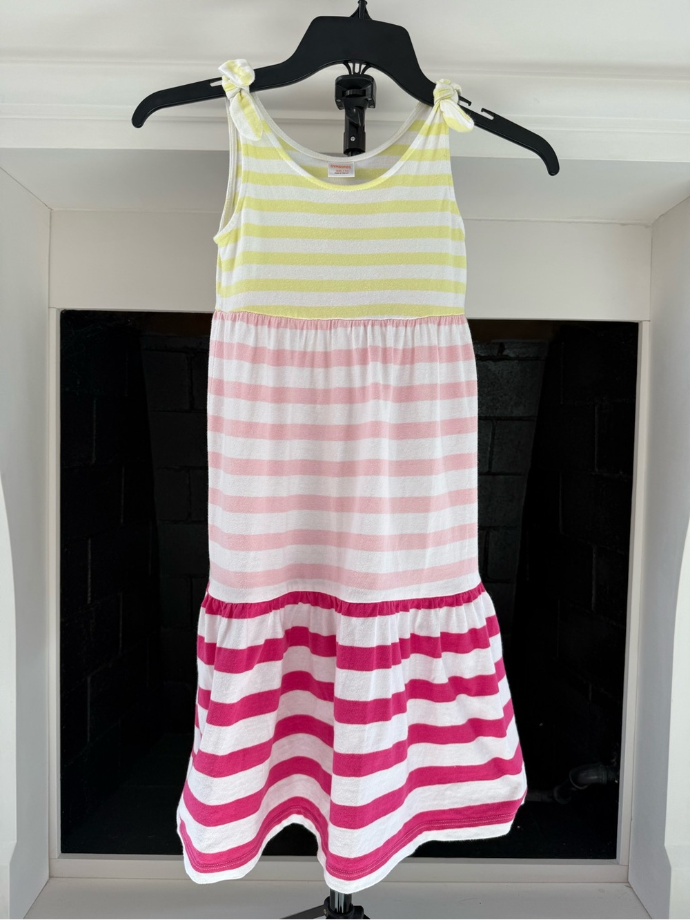 Gymboree Striped Tie-Shoulder Dress - Yellow, Light Pink & Bright Pink-Size 4